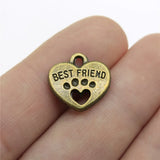 10pcs 14x15mm 2 Colors Antique Bronze Color Antique Silver Color Double Sided Best Friends Paw Heart Charms