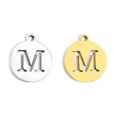 5pcs Stainless Steel Necklace Fashion Gold Color Initial Charms Metal Round A To Z Letters For Women Single Name Jewelry Gifts