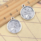 10 Uds. De dijes con brújula de 24x20mm, colgantes de Color plata antigua, fabricación de joyería tibetana hecha a mano DIY
