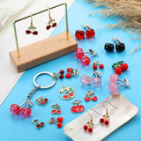 5pcs 20style Red Black Cherry Acrylic Stereo Oil Enamel DIY Charms for Bag Earring Necklace Jewelry Making Handmade Pendant W428