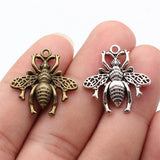 10pcs 24x25mm 2 Colors Antique Bronze Color Antique Silver Color Bee Charms For DIY Jewelry Making