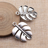 5pcs 42x32mm 2 Colors Antique Silver Color Rhodium Color Monstera Leaf Pendant For DIY Jewelry Making