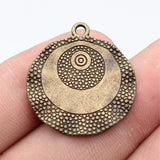 6pcs 28x26mm 2 Colors Antique Bronze Color Antique Silver Color Multi-Layered Patterned Uneven Round Pendant