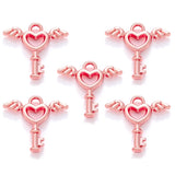 30pcs 6 colors Angel Wings Heart Keys Charms metal Earring necklace Pendants for Jewelry Making DIY Handmade Craft 15*14mm O251