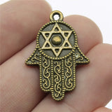 4pcs 28x19mm 2 Colors Antique Bronze Color Antique Silver Color Hand With Star Of David Charms For DIY Jewelry Making