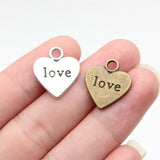 10pcs 19x16mm 2 Colors Antique Bronze Color Antique Silver Color Double Sided Love Heart Charms For DIY Jewelry Making