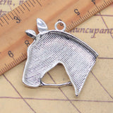 5 uds dijes cabeza de caballo de carrera grande 38x37mm colgantes de Color plata antigua para hacer joyería tibetana hecha a mano DIY