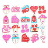 20-Piece Heart-Shaped Pink Valentine's Day Alloy Enamel Pendant DIY Necklace Bracelet Charms Jewelry Making Accessories W627