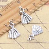 20 piezas dijes falda tela 21x14mm colgantes de Color plata antigua fabricación DIY joyería tibetana hecha a mano