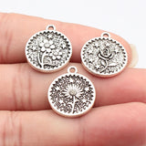10pcs 20x18mm Antique Silver Color Flower Charms For DIY Jewelry Making