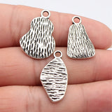 5pcs 23x14mm/26x17mm/27x14mm Antique Silver Color Irregular Geometric Textured Charms For DIY Jewelry Making
