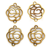 15pcs 7 Color Double hole flower Charm for Bracelet Necklace earring Pendant  DIY Handmade Jewelry Accessories 23*18mm Q1161