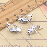 10 Uds. De dijes de ballena de mar, océanos, estrechos, 10x19x8mm, colgantes de Color plata antigua, fabricación DIY, joyería tibetana hecha a mano