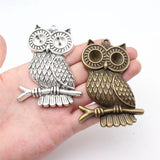 1pcs 79x56mm 2 Colors Antique Bronze Color Antique Silver Color Owl Charms For DIY Jewelry Making