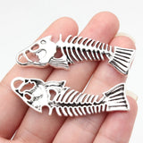 2pcs 56x18mm 2 Colors Antique Bronze Color Antique Silver Color Fish Bone Charms For DIY Jewelry Making