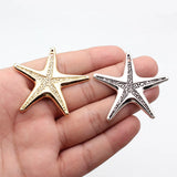 2pcs 53x50mm 2 Colors Antique Silver Color Kc Gold Color Starfish Charms For DIY Jewelry Making