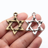 5pcs 45x38mm 2 Colors Antique Bronze Color Antique Silver Color Star Of David Charms For DIY Jewelry Making