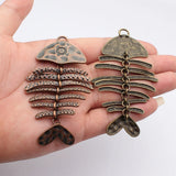 1pcs 103x55mm 2 Colors Antique Bronze Color Antique Copper Color Fish Bone Charms For DIY Jewelry Making