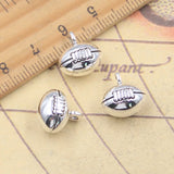 10 Uds. De dijes 3D de Rugby, fútbol, ​​13x13x9mm, colgantes de Color plata antigua, fabricación de joyería tibetana hecha a mano DIY