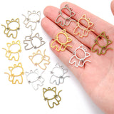 20pcs 5colors Zinc alloy Filigree Stamping Pendants cat Hollow Metal Charms DIY Necklace earrings Jewelry Accessories 27mmx 25mm
