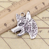 Colgantes de Color plata tibetana para fabricación de joyas, 10 piezas, Lobo, perro, Wolfhound, 35x30mm, artesanía hecha a mano