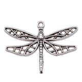 4pcs 34x25mm 2 Colors Antique Bronze Color Antique Silver Color Dragonfly Charms For DIY Jewelry Making