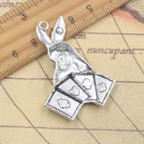 5 uds dijes de conejo con póker 47x34mm colgantes de Color plata antigua para hacer joyería tibetana hecha a mano DIY