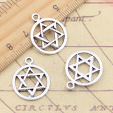 20 piezas dijes escudo de estrella de David 22x18mm colgantes de Color plata antigua para hacer joyería tibetana hecha a mano DIY