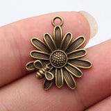 10pcs 26x22mm 3 Colors Antique Bronze Color Antique Silver Color Antique Gold Color Bee Chrysanthemum Charms