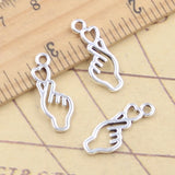 30 Uds. De dijes de mano, corazón, gesto de Palma, 22x8mm, colgantes de Color plata tibetana, fabricación de joyería antigua, artesanía hecha a mano DIY
