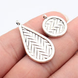 10pcs 17x20mm/36x18mm Antique Silver Color Double-Sided Bamboo Pattern Charms For DIY Jewelry Making