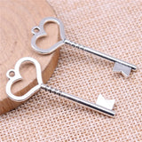 4pcs 19x46mm 2 Colors Antique Bronze Color Antique Silver Color Key Charms For DIY Jewelry Making