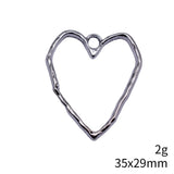 10pcs 35x29mm Rhodium Color Hammer Pattern Hollow Heart Charms For DIY Jewelry Making