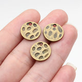 20pcs 14x14mm 3 Colors Antique Bronze Color Antique Silver Color Kc Gold Color Hammered Round Plate Charms