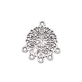 20pcs 23x21mm Antique Silver Color Flower Earring Connector Pendant For DIY Jewelry Making Handmade Jewelry Findings