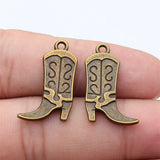 10pcs 25x16mm 2 Colors Antique Bronze Color Antique Silver Color Double-Sided Cowboy Boot Charm For DIY Jewelry Making