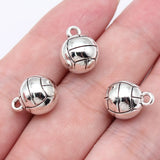 5pcs 14x11mm 3 Colors Antique Bronze Color Antique Silver Color Antique Gold Color 3D Volleyball Charms