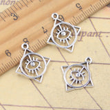 20 piezas dijes de ojo redondo cuadrado 20x18mm colgantes de Color plata antigua para hacer joyería tibetana hecha a mano DIY