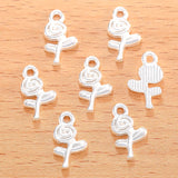 30pcs 7 Color small rose flower Charm for Bracelet Necklace earring Pendant  DIY Handmade Jewelry Accessories 15*9mm Q1157