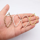 4pcs 65x34mm 4 Colors Kc Gold Color Hollow Leaf-Shaped Pendant