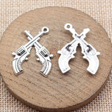 10pcs 31x23mm 2 Colors Antique Bronze Color Antique Silver Color Double Gun Charms For DIY Jewelry Making