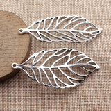 2pcs 72x36mm 2 Colors Antique Bronze Color Antique Silver Color Hollow Leaves Charms For DIY Jewelry Making