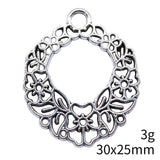 5pcs 30x25mm 2 Colors Antique Silver Color Antique Gold Color Hollow Flower Wreath Charms For DIY Jewelry Making