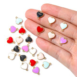 20Pcs 11Colors Double hole Zinc alloy Metal Enamel 13*10mm heart shaped Pendant For DIY Bracelet Necklace Jewelry Making