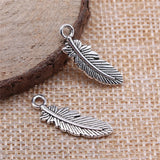 10pcs 7x23mm 2 Colors Antique Bronze Color Antique Silver Color Feather Charms For DIY Jewelry Making