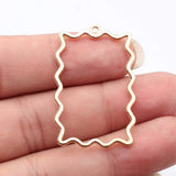 10pcs 42x27mm 4 Colors Hollowed-Out Wave Pattern Rectangular Frame Pendant For DIY Jewelry Making