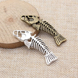 2pcs 56x18mm 2 Colors Antique Bronze Color Antique Silver Color Fish Bone Charms For DIY Jewelry Making