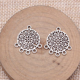 20pcs 23x21mm Antique Silver Color Flower Earring Connector Pendant For DIY Jewelry Making Handmade Jewelry Findings