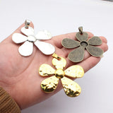 1pcs 79x69mm 3 Colors Antique Bronze Color Antique Silver Color Antique Gold Color Large Hammered Flower Pendant
