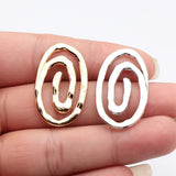 5pcs 37x22mm 2 Colors Antique Silver Color Kc Gold Color Hollow Hammered Swirl Pendant For DIY Jewelry Making
